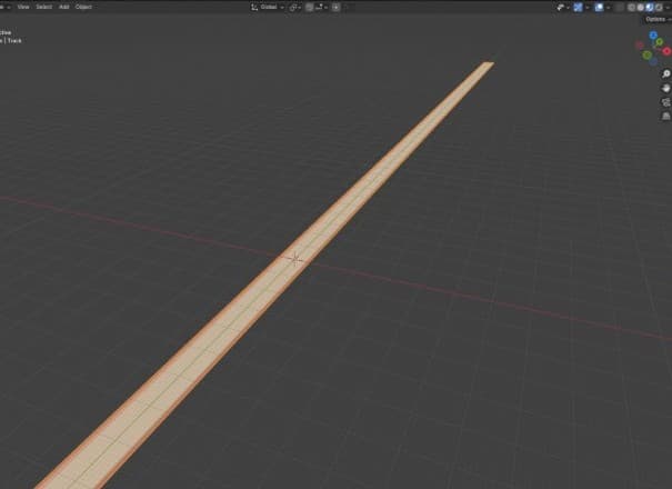 Blender viewport showing the custom-modelled runner track